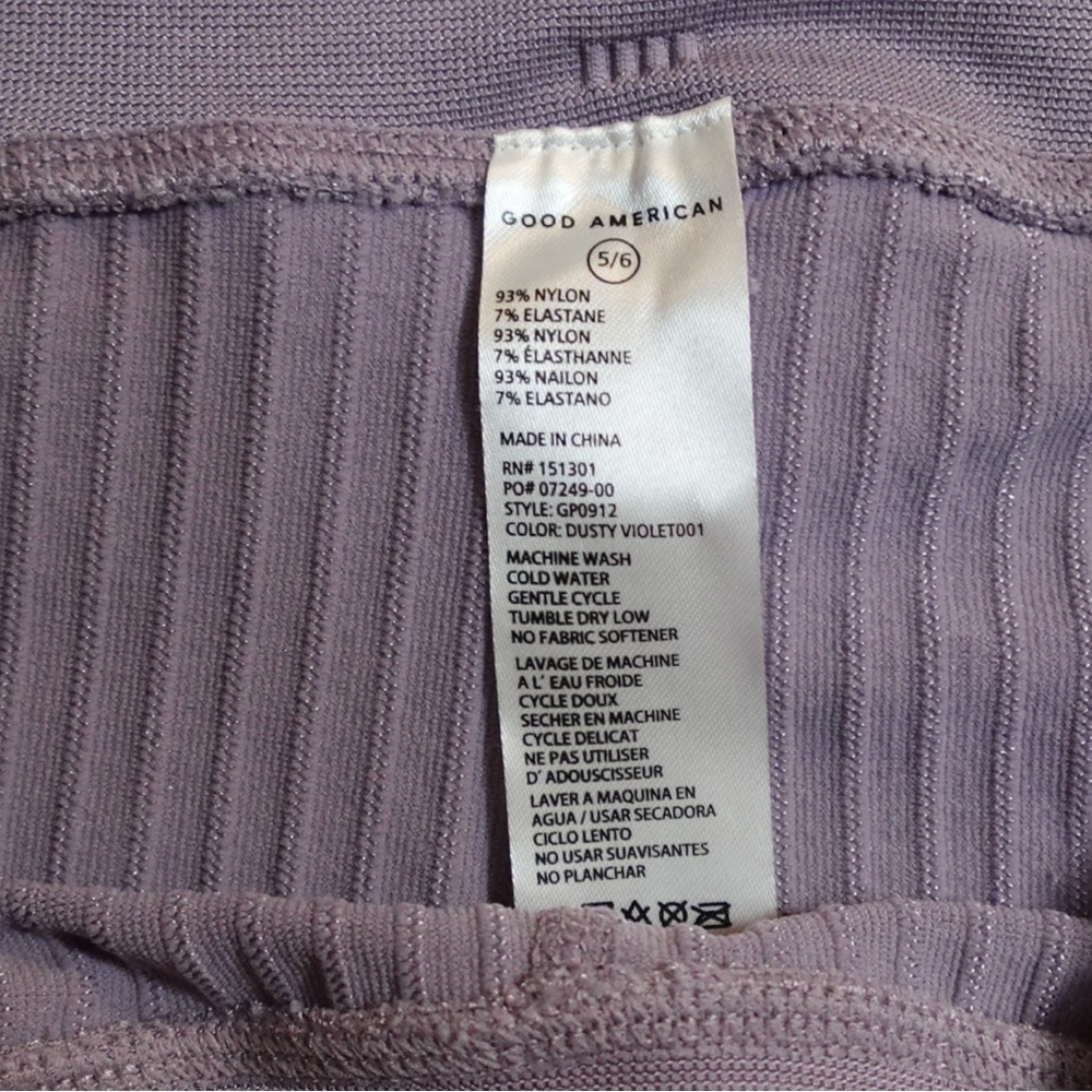 GOOD AMERICAN LEGGINGS WIDE RIB SHINE CLEAN SEAMLESS DUSTY VIOLET NWT - Picture 6 of 7